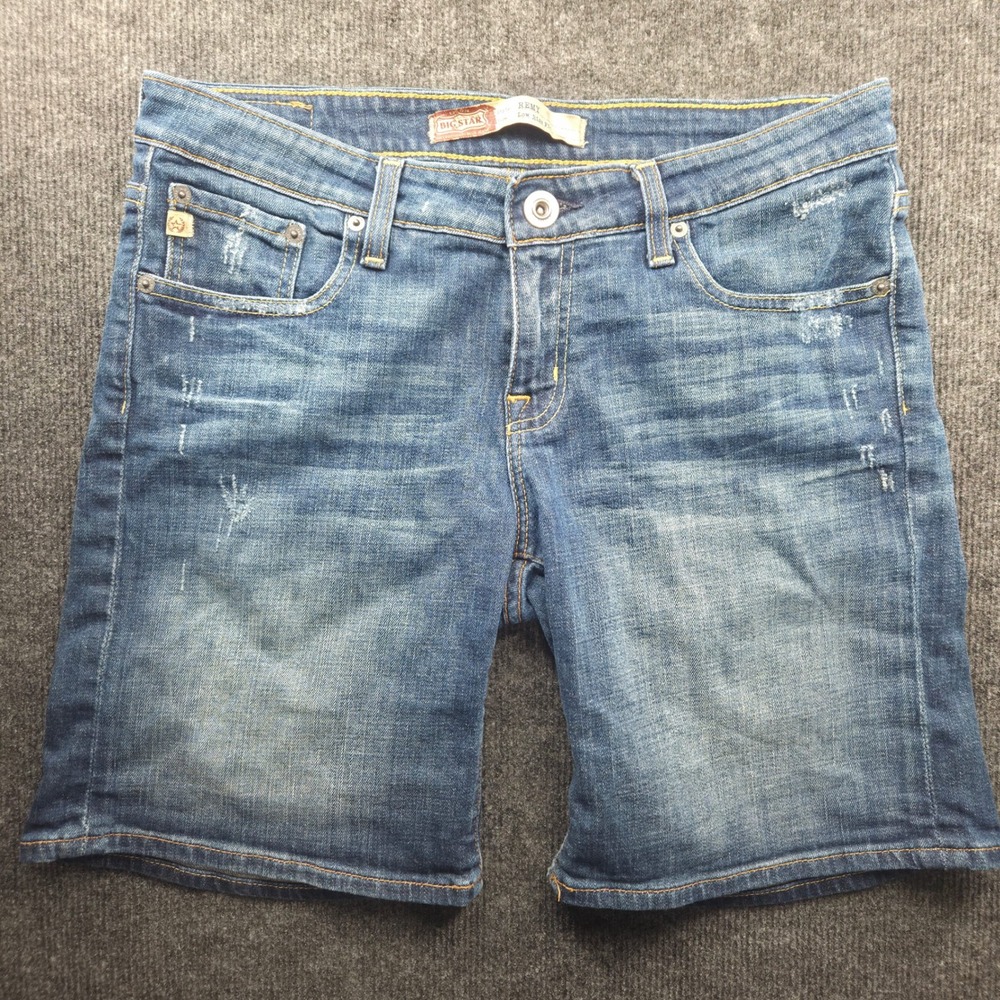 Big Star Remy Denim Shorts Womens 31 Blue Low Rise Distressed Y2K Western Core